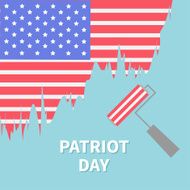 Paint roller brush Star and strip flag Patriot day Flat