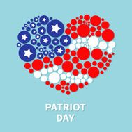 Round dot heart flag Star and strip Patriot day Flat