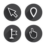 Mouse cursor icon Hand or Flag pointer symbols N13