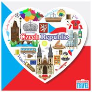 Czech Republic love Vector icons and symbols set of landmarks