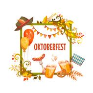 Banner for Oktoberfest celebration Beer and ribbon Vector illustrations