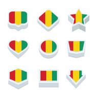 guinea flags icons and button set nine styles