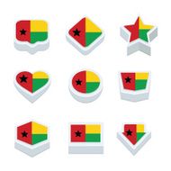 guinea bissau flags icons and button set nine styles