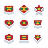 Grenada flags icons and button set nine styles