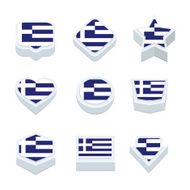 greece flags icons and button set nine styles