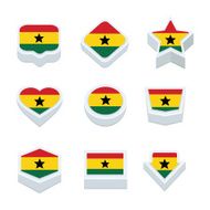 ghana flags icons and button set nine styles