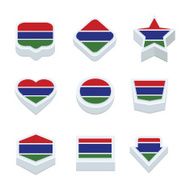 gambia flags icons and button set nine styles