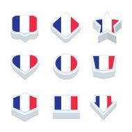 france flags icons and button set nine styles