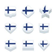 finland flags icons and button set nine styles