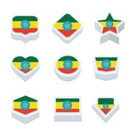 ethiopia flags icons and button set nine styles