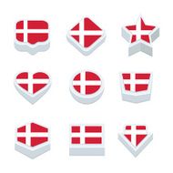 denmark flags icons and button set nine styles