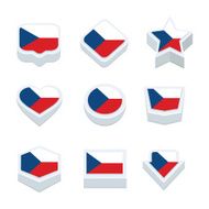 czech republic flags icons and button set nine styles