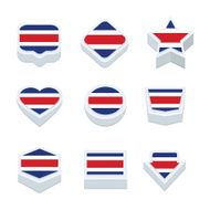 costa rica flags icons and button set nine styles