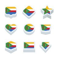 comoros flags icons and button set nine styles