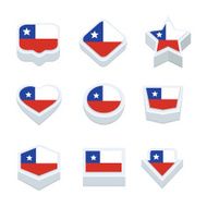 chile flags icons and button set nine styles