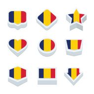 chad flags icons and button set nine styles