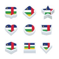 central african republic flags icons and button set nine styles