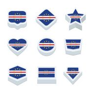cape verde flags icons and button set nine styles