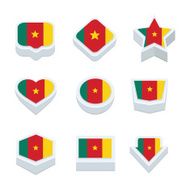 cameroon flags icons and button set nine styles