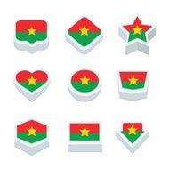 burkina faso flags icons and button set nine styles