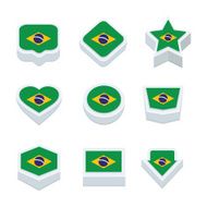 brazil flags icons and button set nine styles