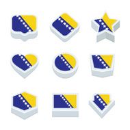 bosnia and herzegovina flags icons button set nine styles