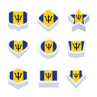 barbados flags icons and button set nine styles