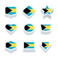 bahamas flags icons and button set nine styles
