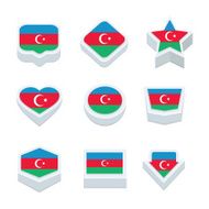 azerbaijan flags icons and button set nine styles