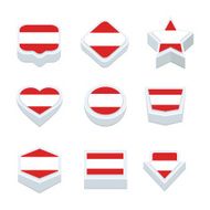 austria flags icons and button set nine styles