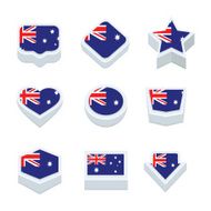 australia flags icons and button set nine styles