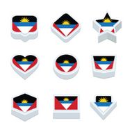 Angola flags icons and button set nine styles