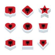 albania flags icons and button set nine styles