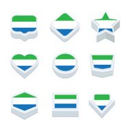 sierra leone flags icons and button set nine styles