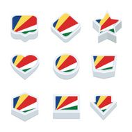 seychelles flags icons and button set nine styles