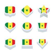 senegal flags icons and button set nine styles