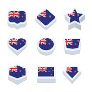 New Zealand flags icons and button set nine styles