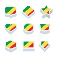 republic of the congo flags icons and button set
