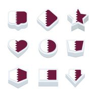 qatar flags icons and button set nine styles