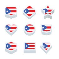 PUERTO RICO flags icons and button set nine styles