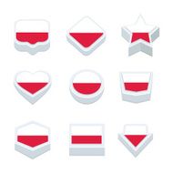 poland flags icons and button set nine styles