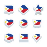 Philippines flags icons and button set nine styles