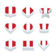 peru flags icons and button set nine styles
