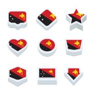 Papua New Guinea flags icons and button set nine styles