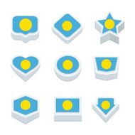palau flags icons and button set nine styles
