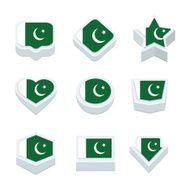 pakistan flags icons and button set nine styles