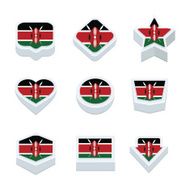 Kenya flags icons and button set nine styles