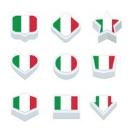 Italy flags icons and button set nine styles