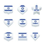 israel flags icons and button set nine styles