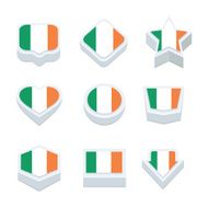 Ireland flags icons and button set nine styles